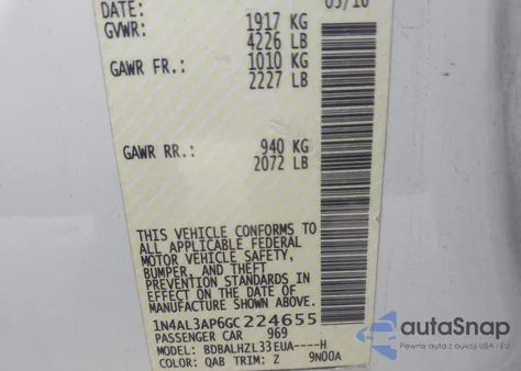 2016 Nissan Altima 2.5 Sr z USA, uszkodzony, nr VIN 1N4AL3AP6GC224655